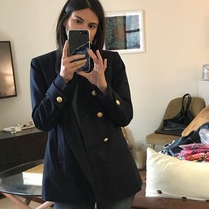 Double breasted pea coat with gold buttons